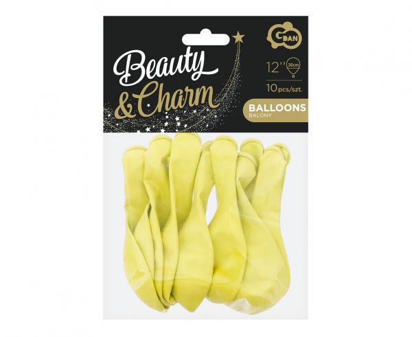 Balony Beauty&Charm, makaronowe waniliowe 12"/ 10 szt., zestaw - Godan S.A. zdjęcie 3