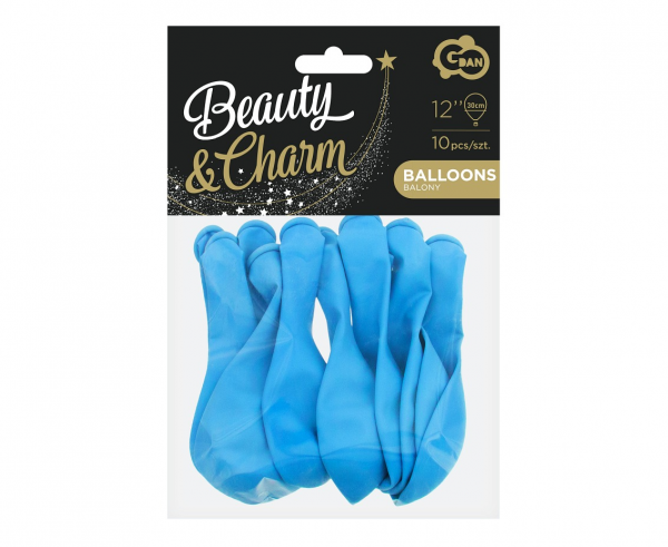 Balony Beauty&Charm, pastelowe blady niebieski 12"/ 10 szt., zestaw - Godan S.A. zdjęcie 2