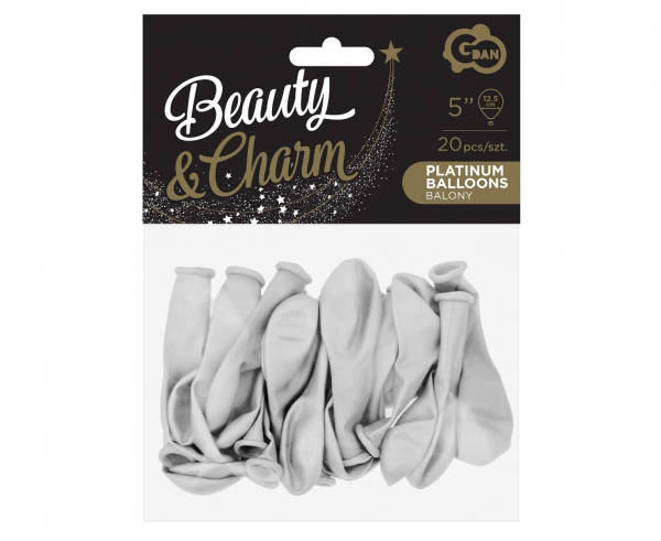 Balony Beauty&Charm, pastelowe białe 5"/ 20 szt., zestaw - Godan S.A. zdjęcie 2