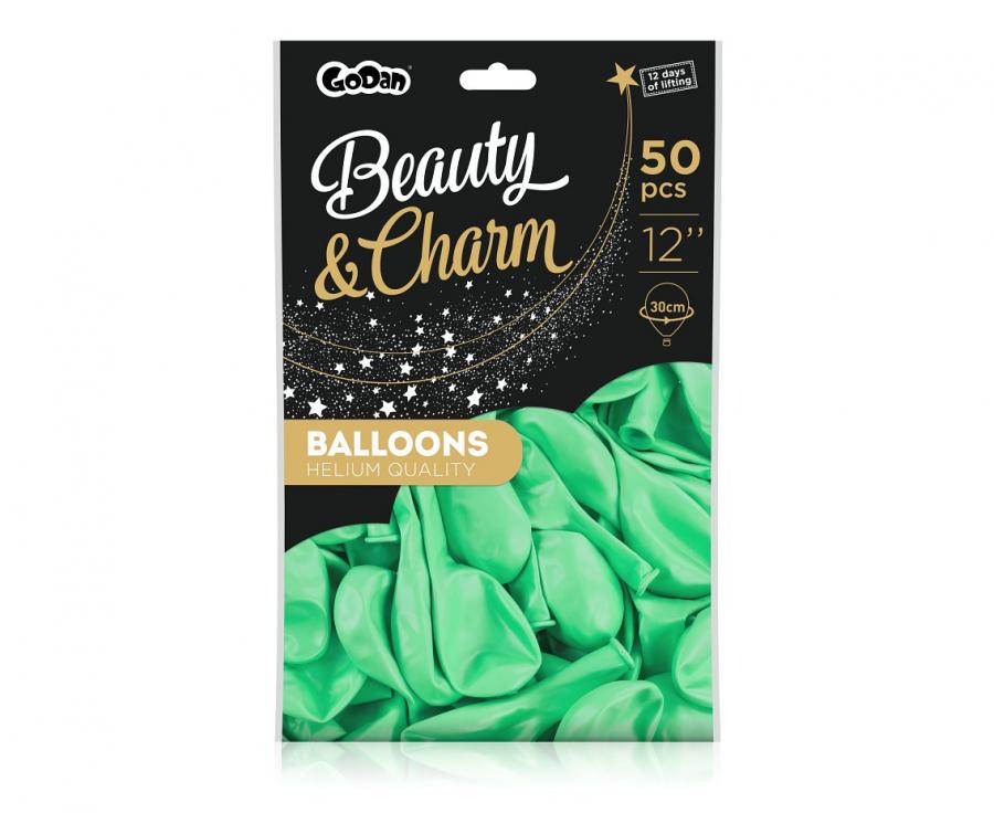 Balony Beauty&Charm, makaronowe j. zielone 12"/ 50 szt., zestaw - Godan S.A. zdjęcie 2