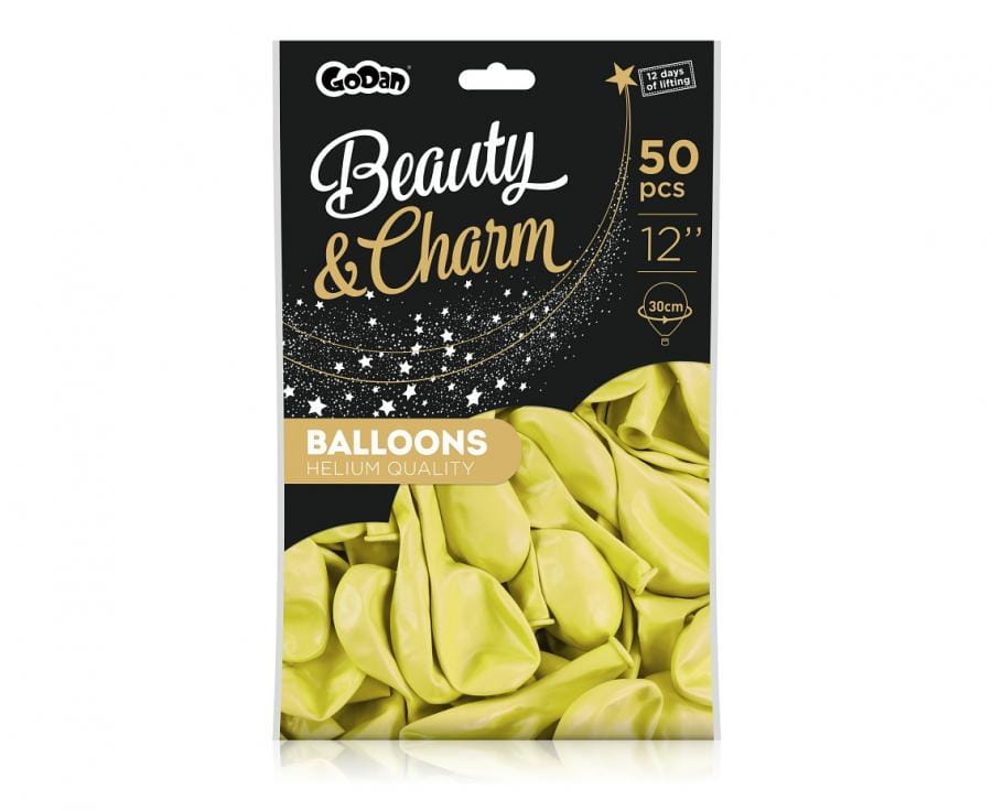 Balony Beauty&Charm, makaronowe waniliowe 12"/ 50 szt., zestaw - Godan S.A. zdjęcie 3