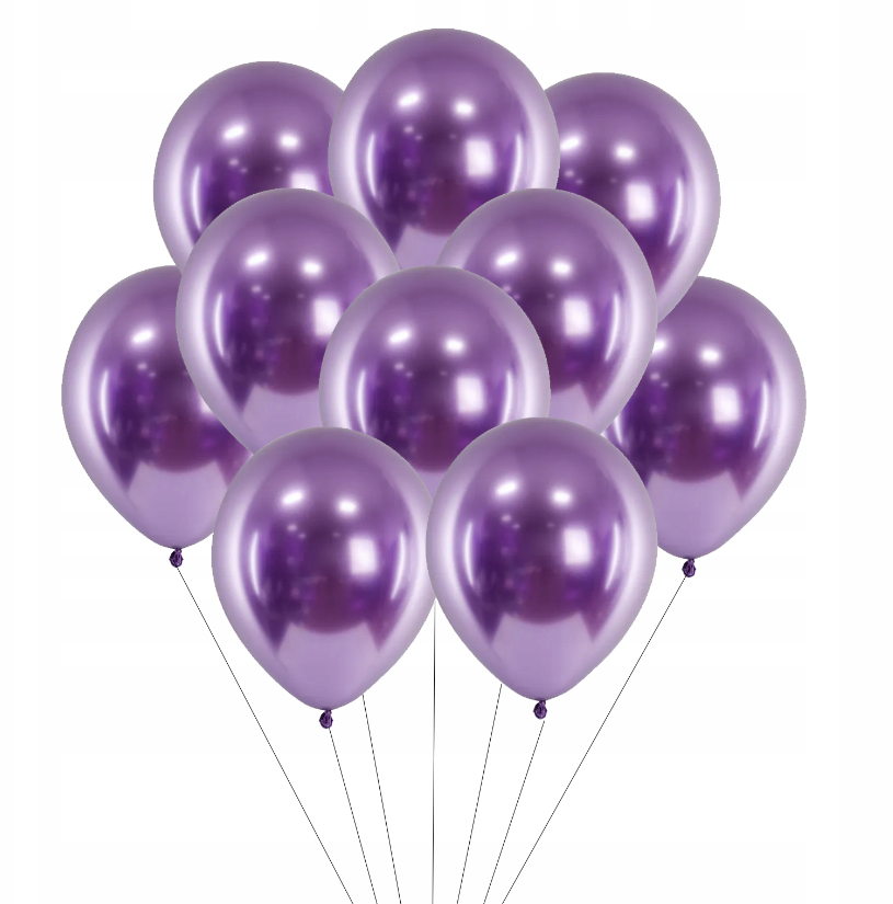 Balony Glossy balloons, fioletowy chrom, 12", 30cm, 10 szt., lustrzane, zestaw - PartyDeco zdjęcie 1