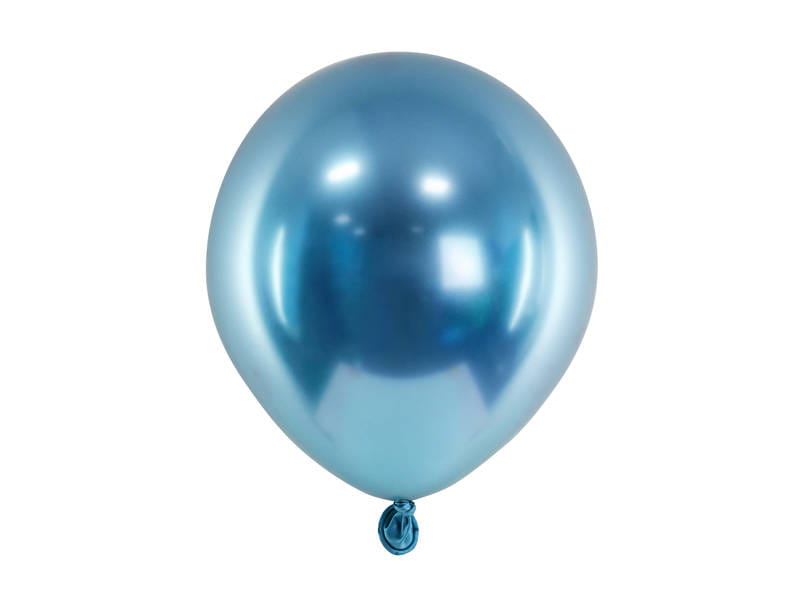 Balony Glossy balloons, niebieski chrom, 5", 12cm, 50 szt., lustrzane, zestaw - PartyDeco zdjęcie 1