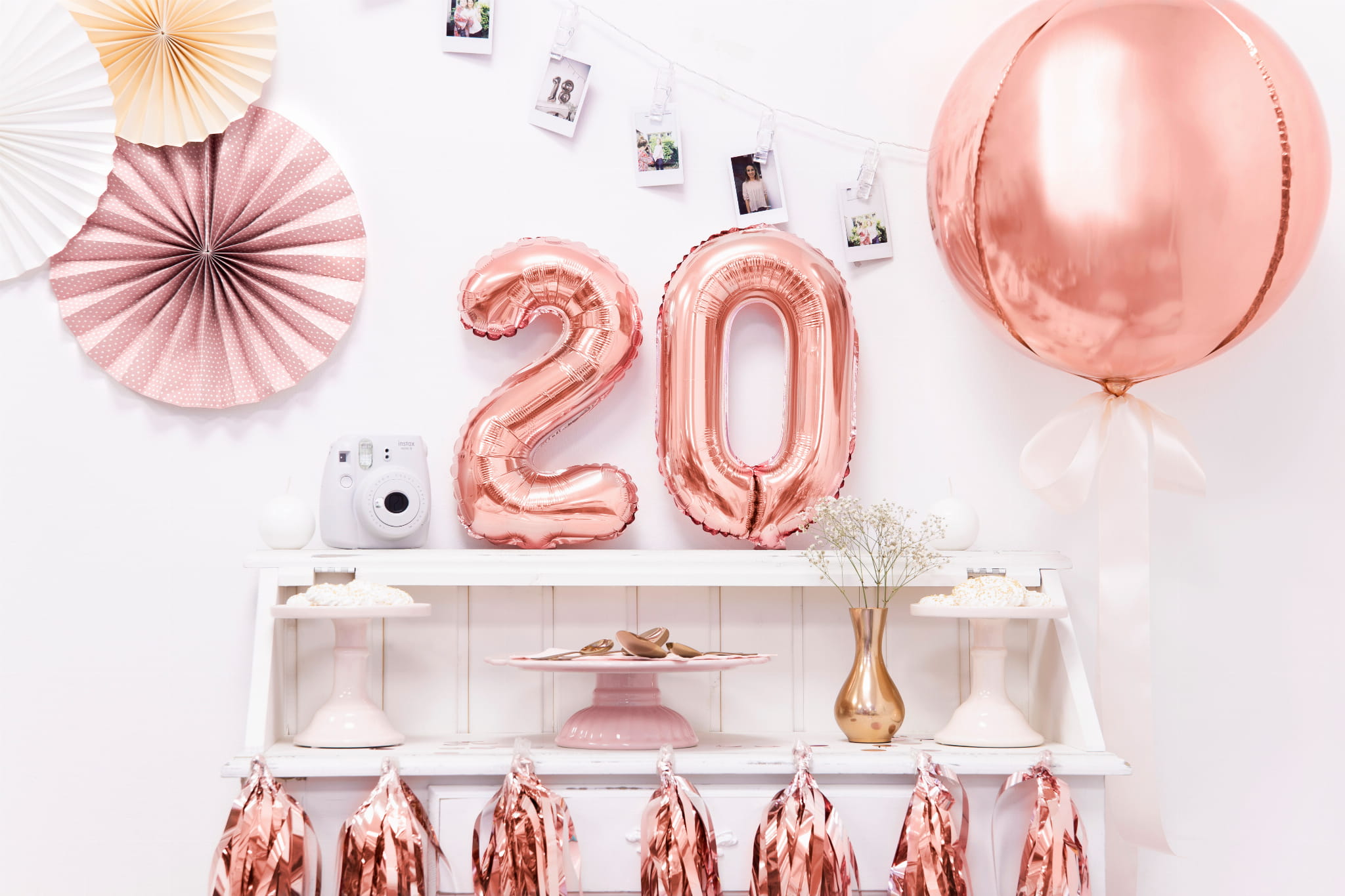 Balon foliowy Cyfra ''0'', 35cm, różowe złoto - PartyDeco zdjęcie 2