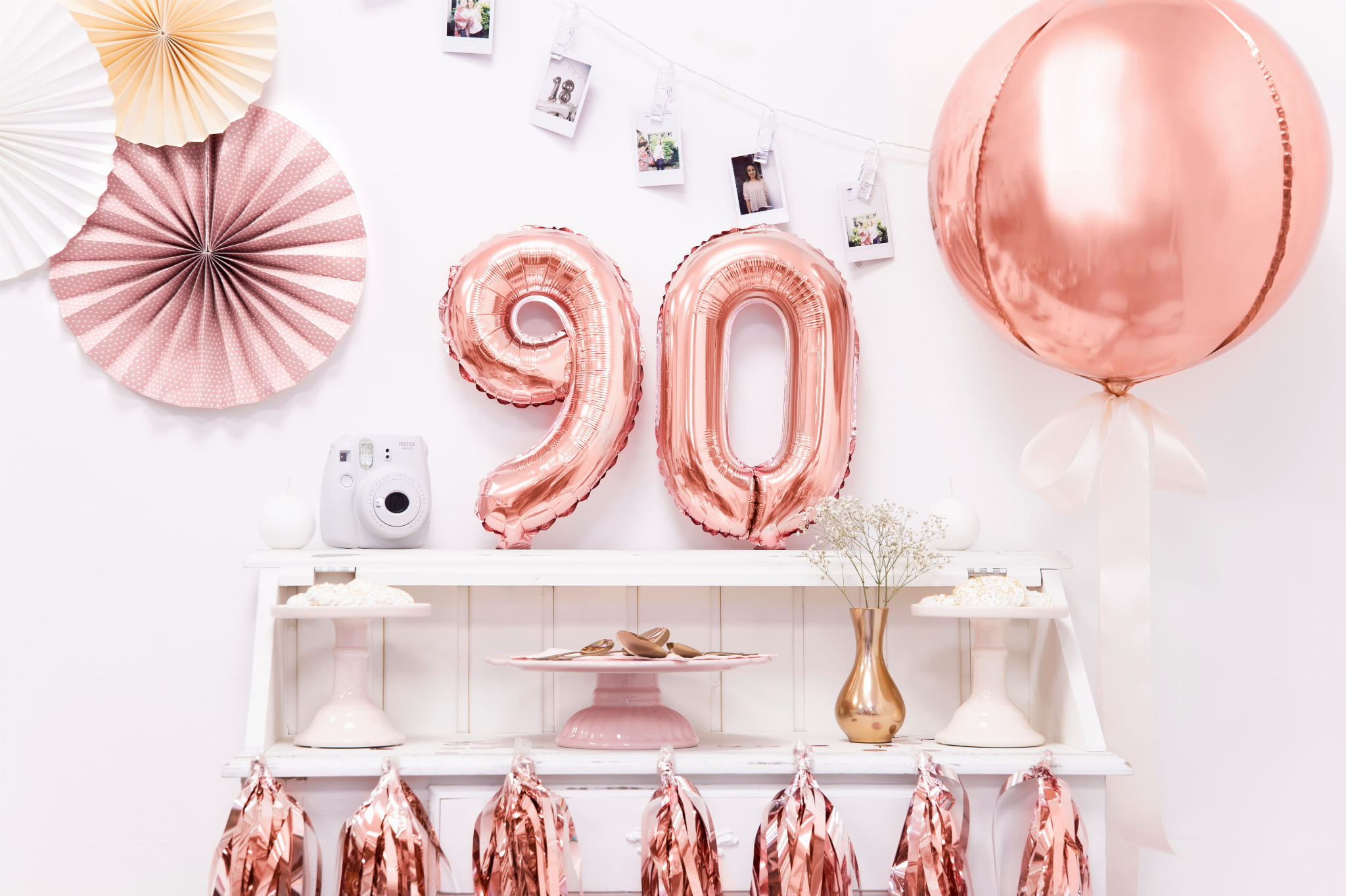 Balon foliowy Cyfra ''0'', 35cm, różowe złoto - PartyDeco zdjęcie 4