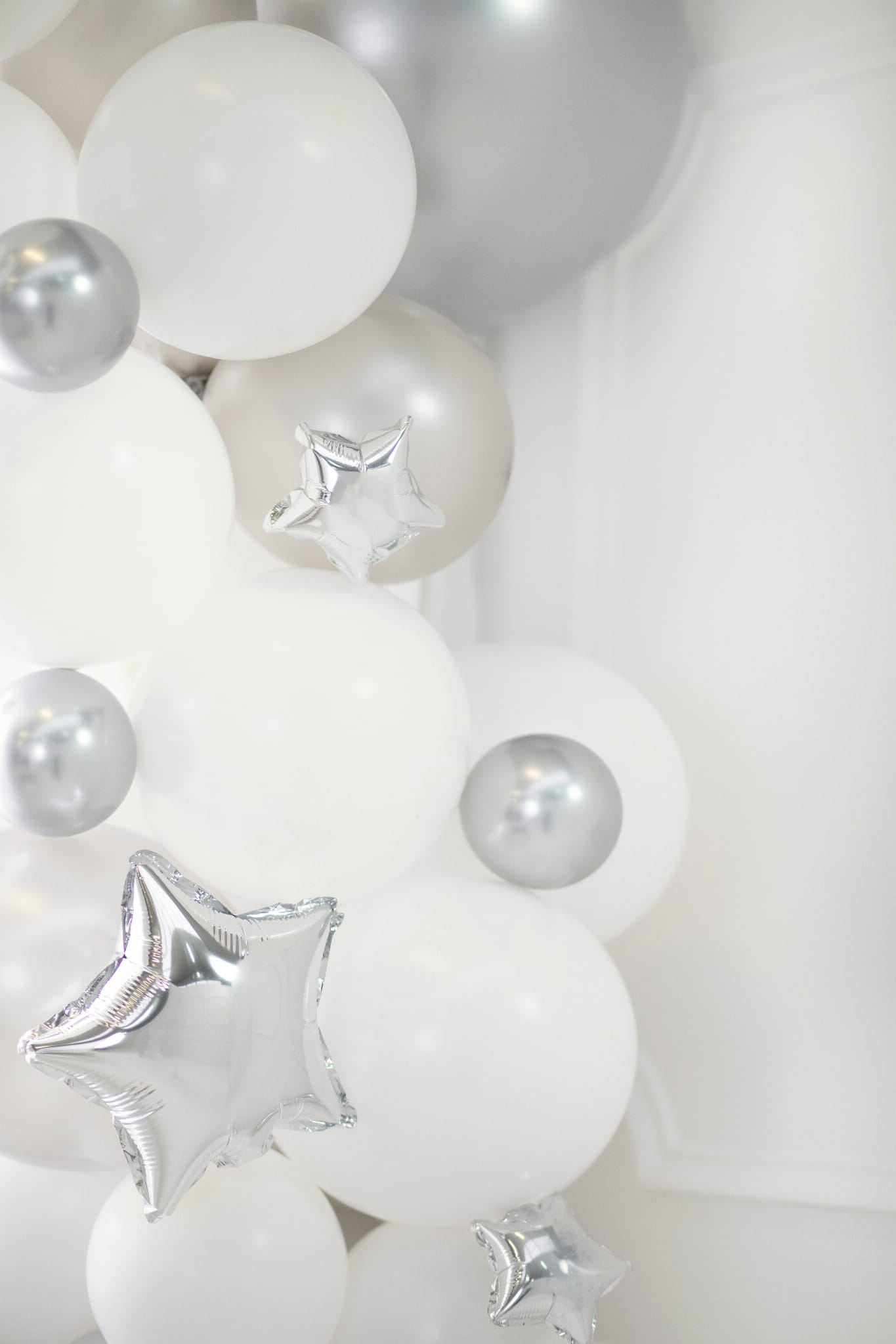 Balony foliowe Gwiazdka, 25 cm, srebrny: 1op./25szt., zestaw - PartyDeco zdjęcie 3