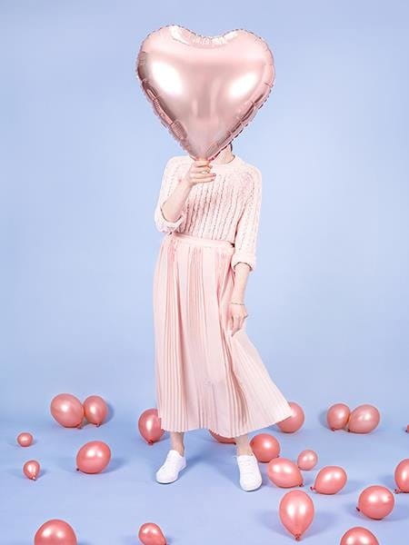Balon foliowy Serce - 61cm, rose gold, różowe złoto - PartyDeco zdjęcie 2