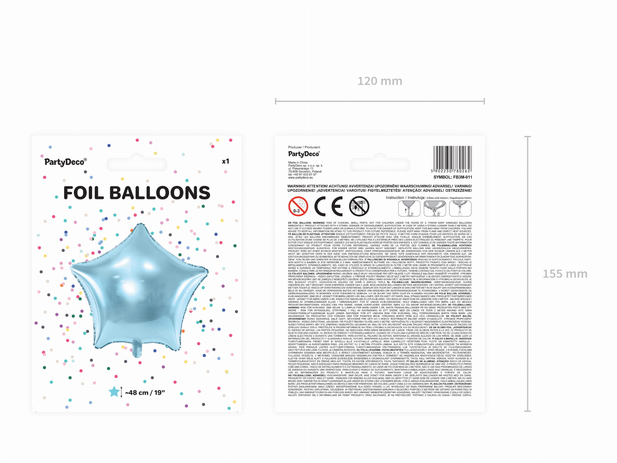 Balon foliowy Gwiazdka, 48cm, błękitny - PartyDeco zdjęcie 3