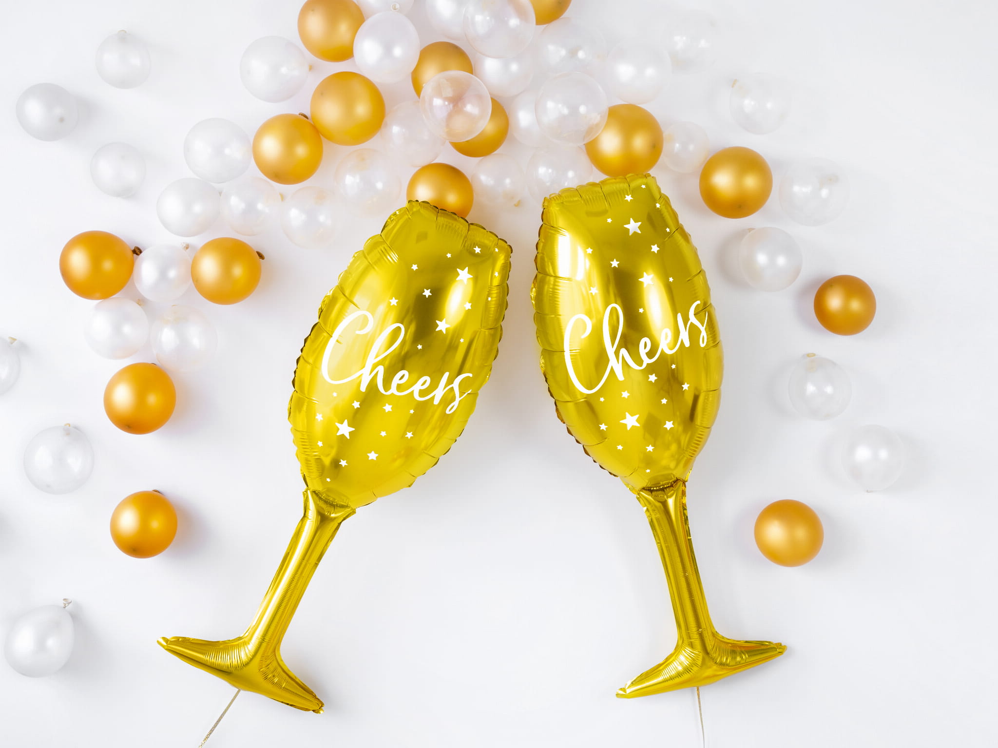 Balon foliowy Kieliszek, 28x80cm, złoty, Sylwester, Nowy Rok, New Year - PartyDeco zdjęcie 2