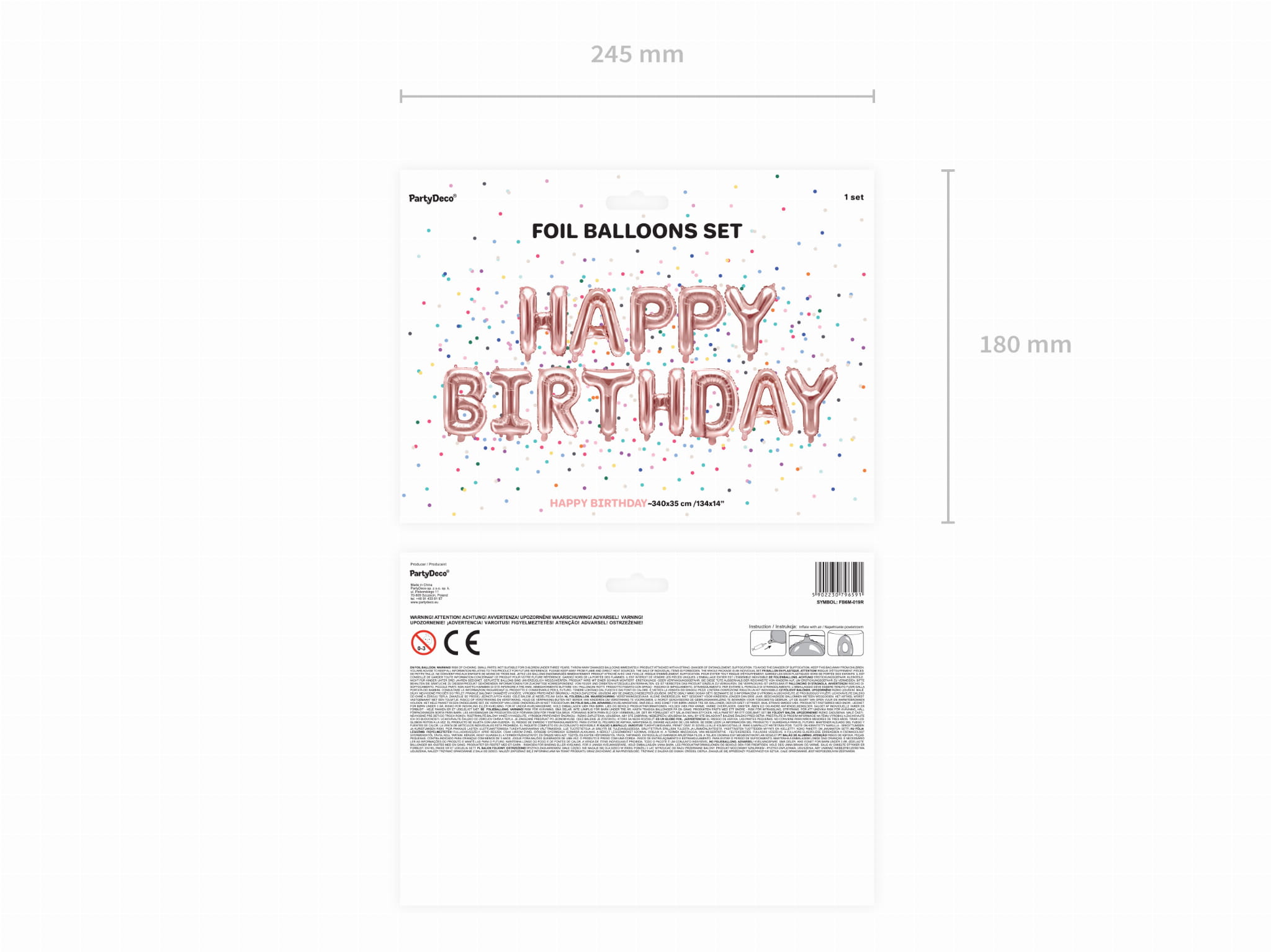 Balon foliowy, napis Happy Birthday, 340x35cm, różowe złoto - PartyDeco zdjęcie 3