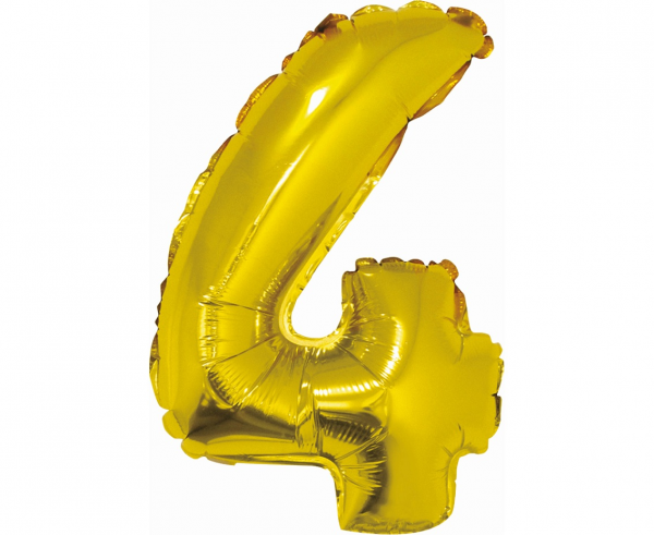 Balon foliowy "Cyfra 4", złota, 35 cm - Godan S.A. zdjęcie 1