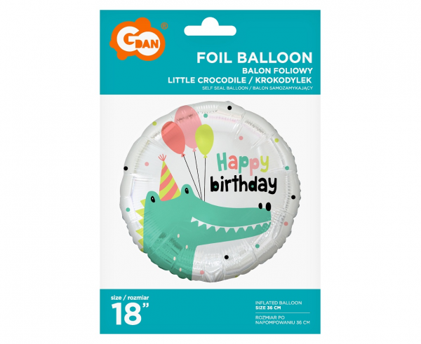 Balon foliowy Krokodylek (Happy Birthday), 18" - Godan S.A. zdjęcie 2