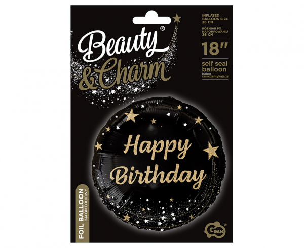 Balon foliowy B&C Happy Birthday, czarny, 18" - Godan S.A. zdjęcie 2