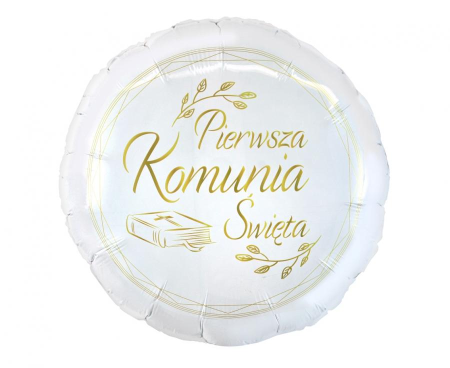 Balon foliowy Pierwsza Komunia Święta (biblia), okrągły 18" - Godan S.A. zdjęcie 1