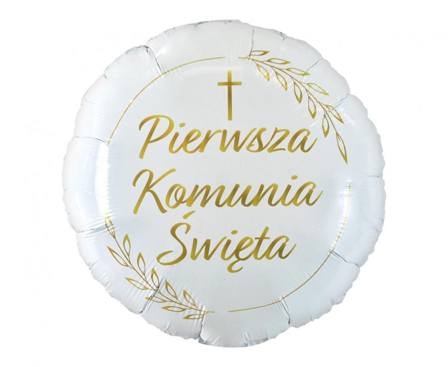 Balon foliowy Pierwsza Komunia Święta (kłosy), okrągły 18" - Godan S.A. zdjęcie 1