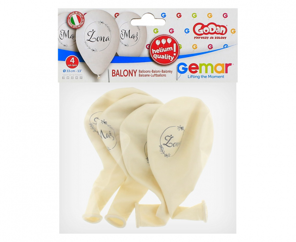 Balony Premium Hel Mąż i Żona, 13 cali/ 4 szt., zestaw, ślub, wesele - Gemar zdjęcie 2