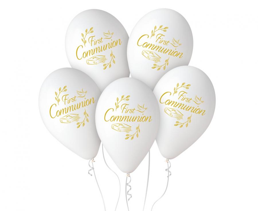 Balony Premium Hel First Communion, 13"/ 5 szt., Pierwsza Komunia Święta - Gemar zdjęcie 1