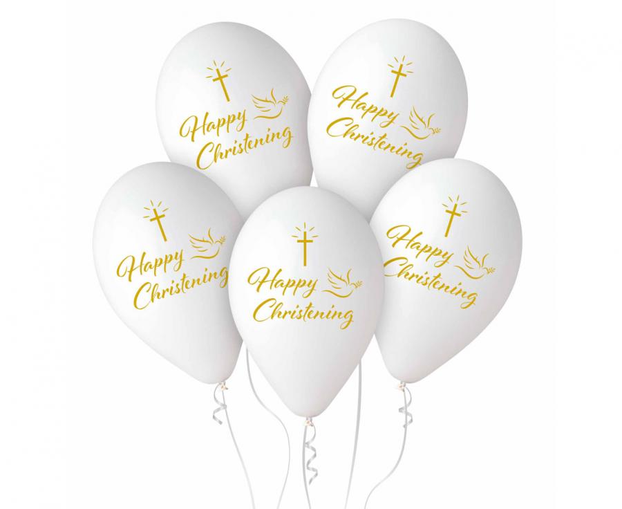 Balony Premium Hel Happy Christening, 13"/ 5 szt., Chrzest - Gemar zdjęcie 1