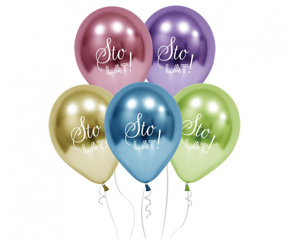 Balony Beauty&Charm Sto Lat (platynowe), 12"/ 5 szt., zestaw - Godan S.A. zdjęcie 2