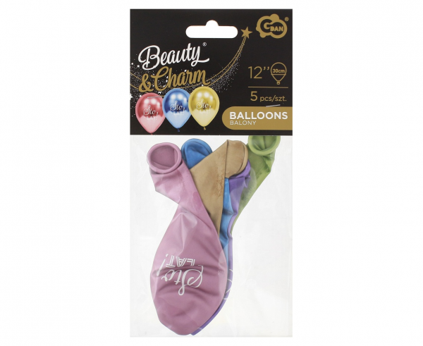 Balony Beauty&Charm Sto Lat (platynowe), 12"/ 5 szt., zestaw - Godan S.A. zdjęcie 3