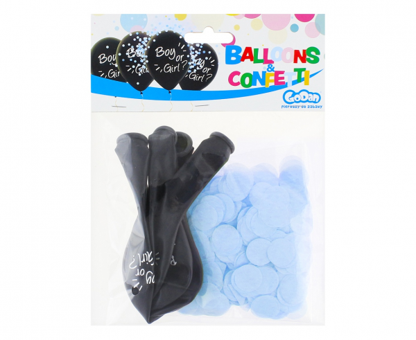 Balony Helium Formula, Boy Or Girl, niebieskie konfetti, 12 cali, 4 szt. - Godan S.A. zdjęcie 3