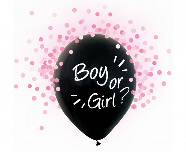 Balony Helium Formula, Boy Or Girl, różowe konfetti, 12 cali, 4 szt. - Godan S.A. zdjęcie 1