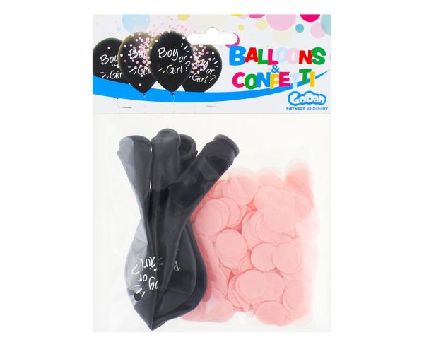 Balony Helium Formula, Boy Or Girl, różowe konfetti, 12 cali, 4 szt. - Godan S.A. zdjęcie 3