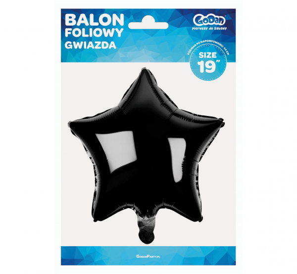 Balon foliowy "Gwiazda", czarna, 19" zdjęcie 2