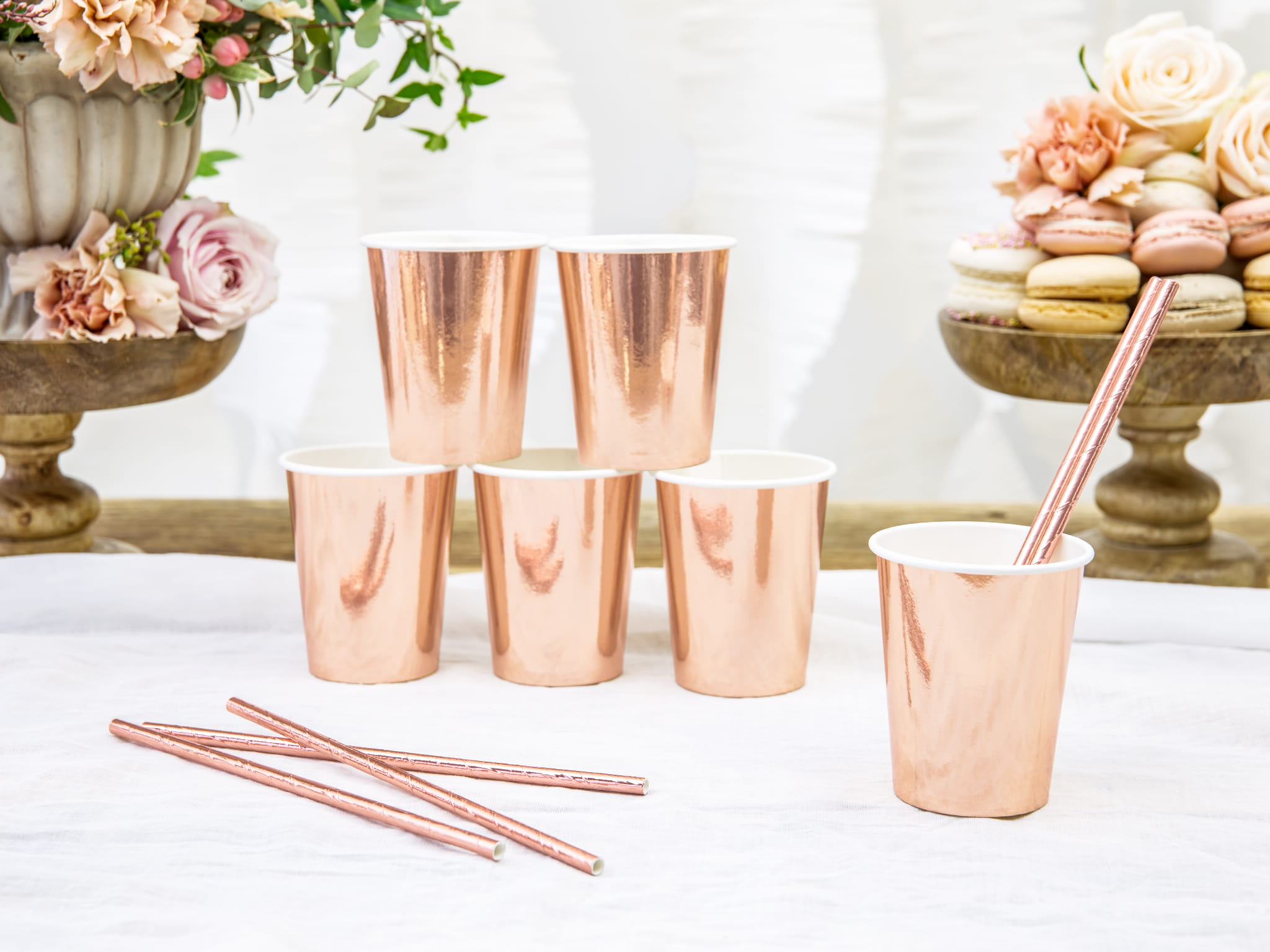 Kubeczki, różowe złoto, 220ml: 1op./6szt. - PartyDeco zdjęcie 2