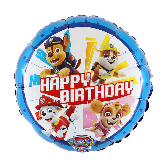 Balon foliowy 18" Psi Patrol, Ready For Action, Paw Patrol, niebieski 46 cm, Happy Birthday - Grabo zdjęcie 1