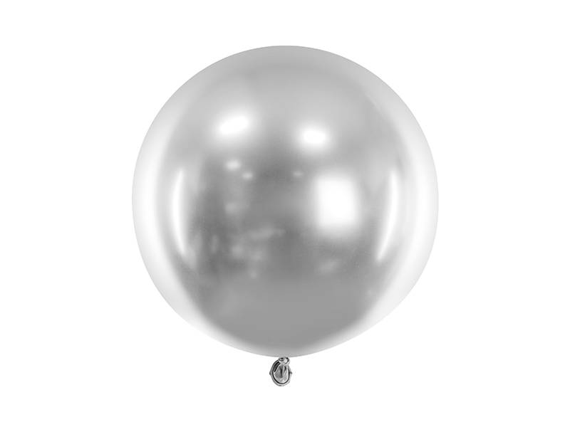 Balon Glossy balloons, Silver, okrągły, srebrny, duży, 60cm, 1 szt. - PartyDeco zdjęcie 1