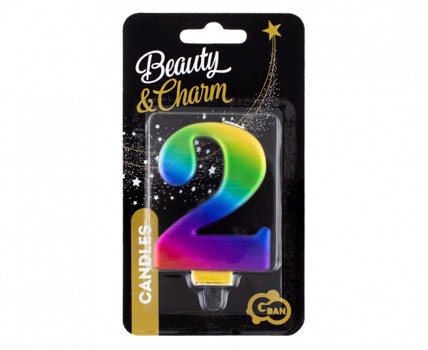 Świeczka B&C cyferka 2, Galaxy, 8,0 cm - Godan zdjęcie 2