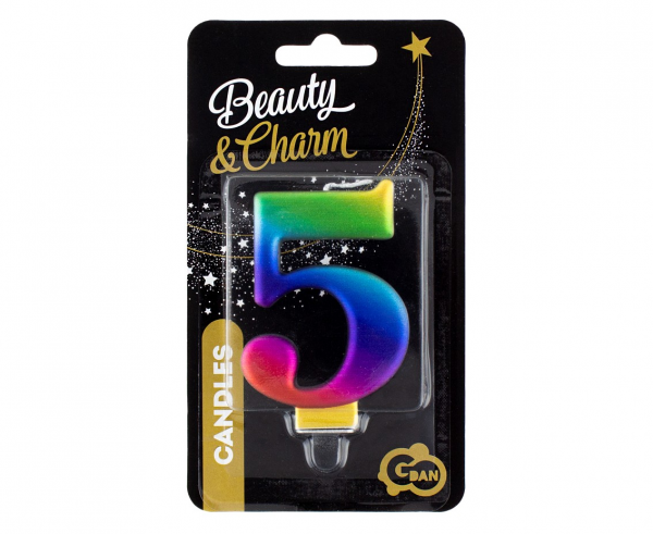 Świeczka B&C cyferka 5, Galaxy, 8,0 cm - Godan zdjęcie 2