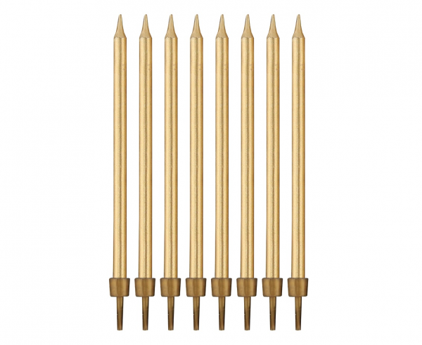 Świeczki urodzinowe B&C z podstawkami, złote, 10 cm, 8 szt. - Godan S.A. zdjęcie 1