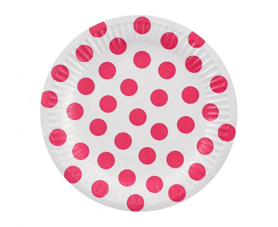 Talerzyki pap. Groszki, magenta, certyfikat FSC, 18 cm, 6 szt. - Godan S.A. zdjęcie 3