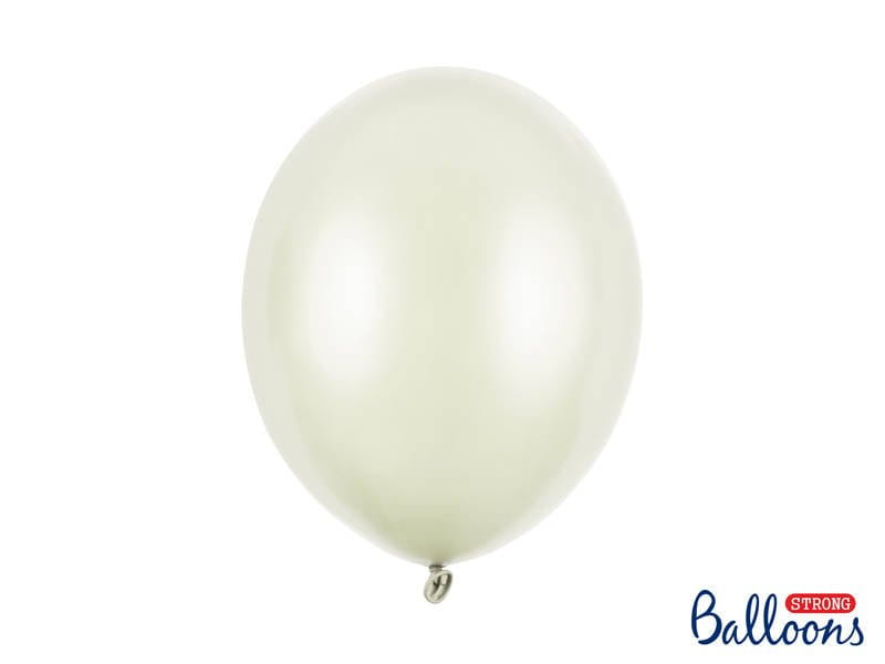 Balony Strong 12" Metallic Light Cream, Metaliczne Jasno kremowe, perłowe, 30cm, 10 szt., zestaw - PartyDeco zdjęcie 2