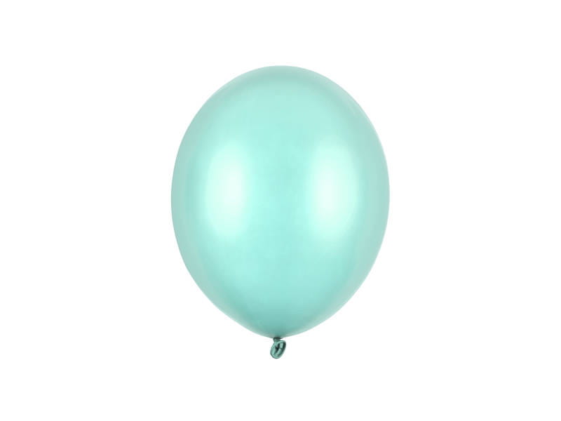 Balony Strong Metallic 12", Mint Green, Metaliczne Miętowe 30cm, 10 szt., zestaw - PartyDeco zdjęcie 2