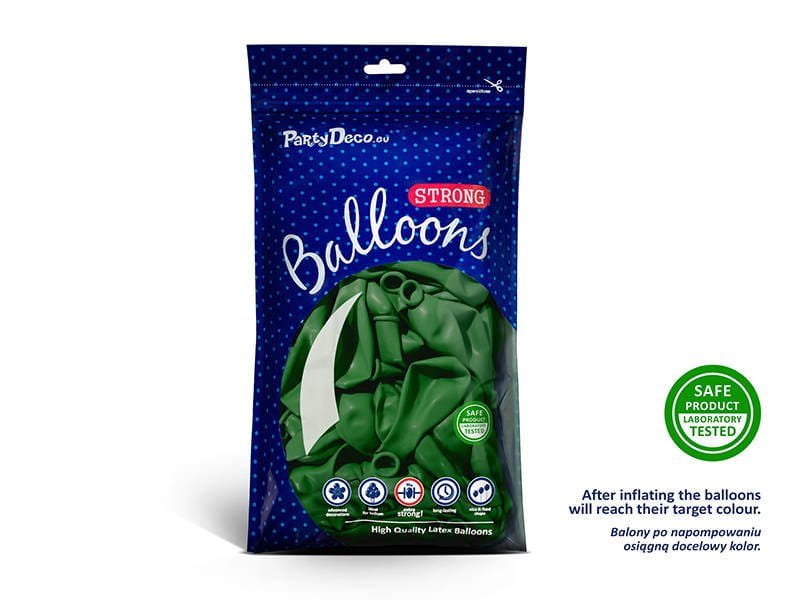 Balony Strong 30cm, Pastel Emerald Green, zielone, 10 szt. - PartyDeco zdjęcie 3