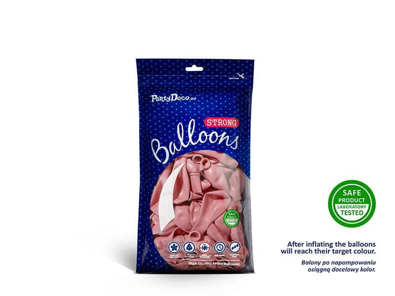 Balony Strong 5" małe, różowe, Pastelowe jasny Róż Baby Pink 12cm, 100 szt., zestaw - PartyDeco zdjęcie 3