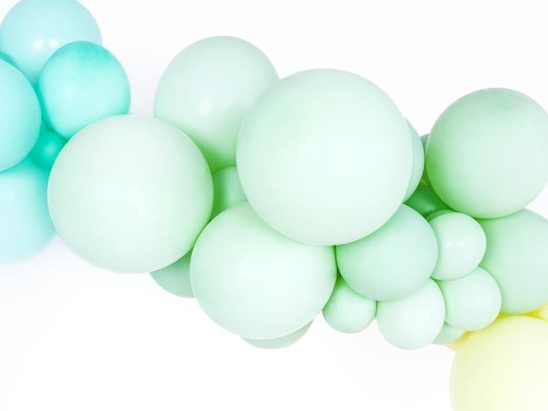 Balony Strong 12cm, Pastel Pistachio 5", pistacjowe, 100 szt. Zielony/Miętowy - PartyDeco zdjęcie 3