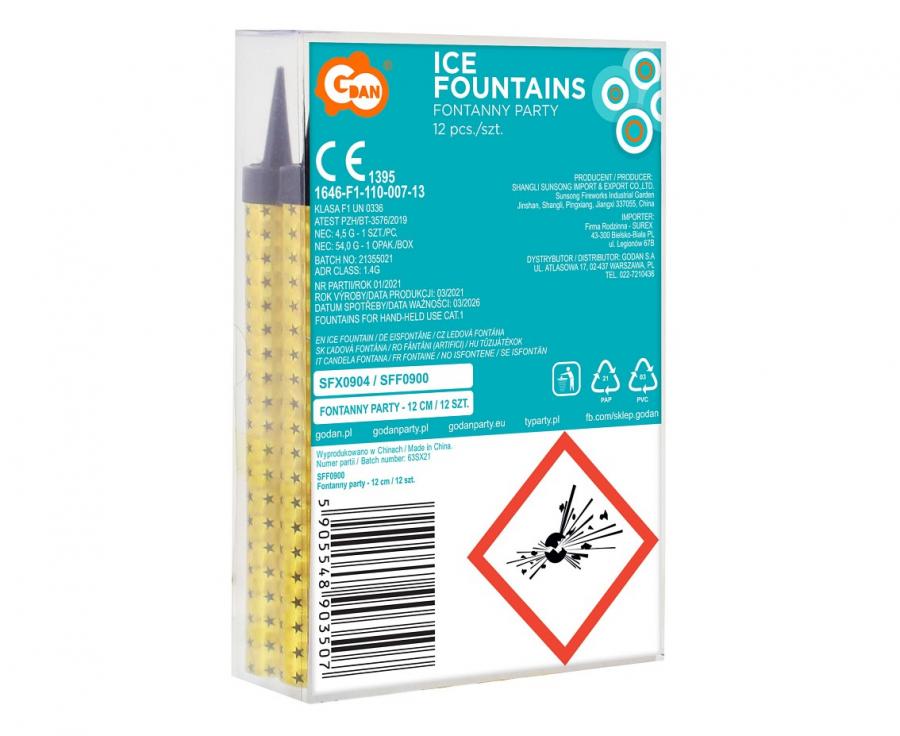 Fontanny, raca, race na tort - 12 cm / 12 szt., zestaw - Godan S.A. zdjęcie 2