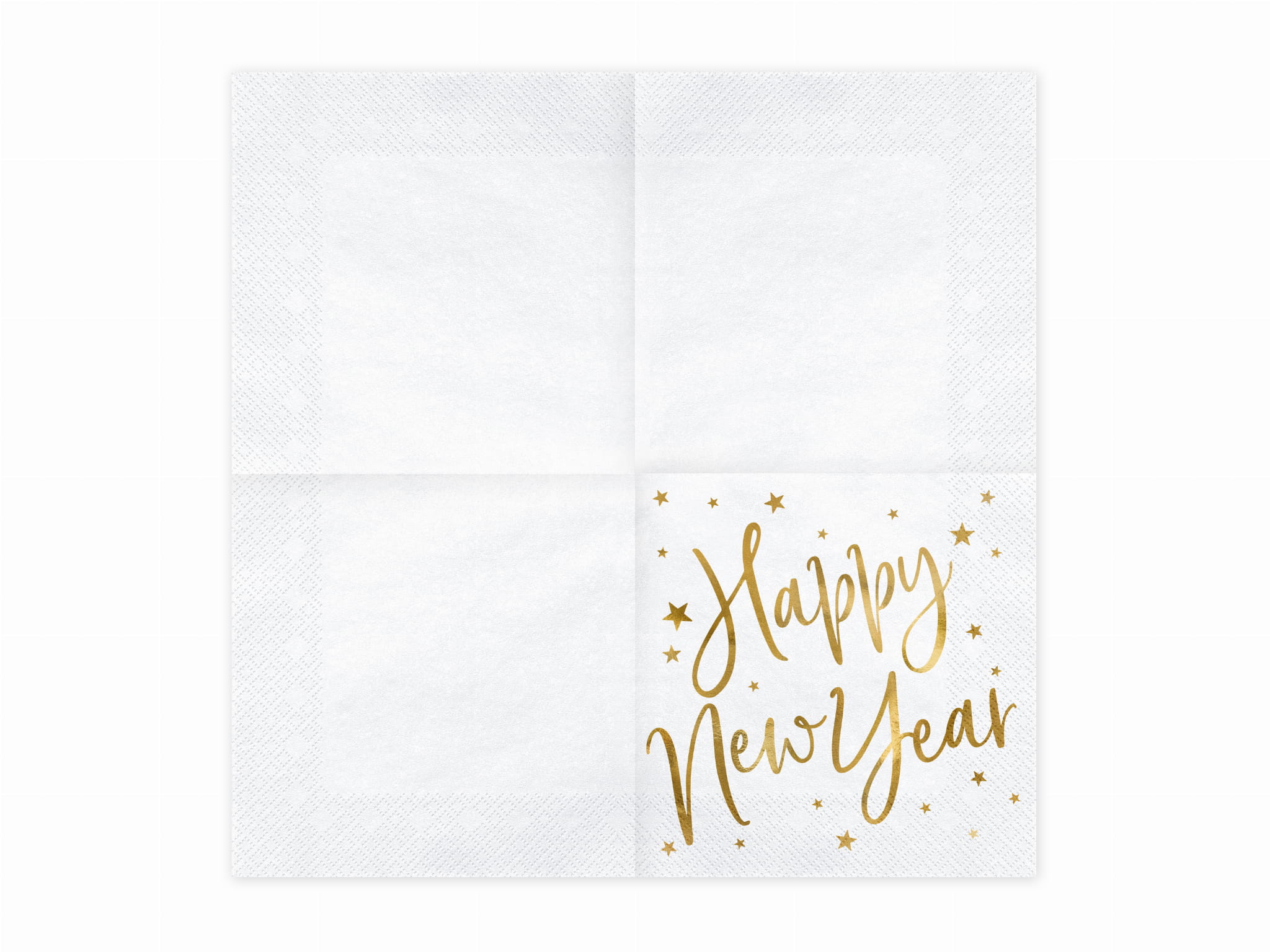 Serwetki metalizowane Happy New Year, biały, 33x33cm: 1op./20szt - PartyDeco zdjęcie 3