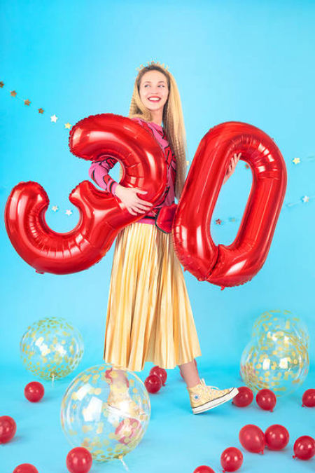 Balon foliowy Cyfra 6, 86cm, czerwony - PartyDeco zdjęcie 2