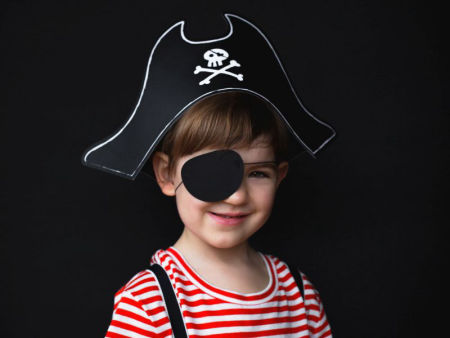 Papierowa czapka Pirata z opaską na oko, 14cm, kapelusz piracki, Ahoy pirate! - PartyDeco zdjęcie 3