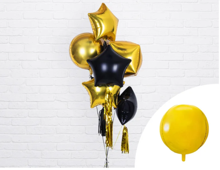 Balon foliowy 16" Kula, 40cm, złoty - PartyDeco zdjęcie 2