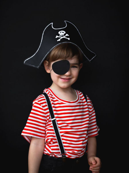 Papierowa czapka Pirata z opaską na oko, 14cm, kapelusz piracki, Ahoy pirate! - PartyDeco zdjęcie 4