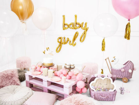 Balon foliowy, napis Girl, złoty, 77x70cm, baby shower, urodziny - PartyDeco zdjęcie 4