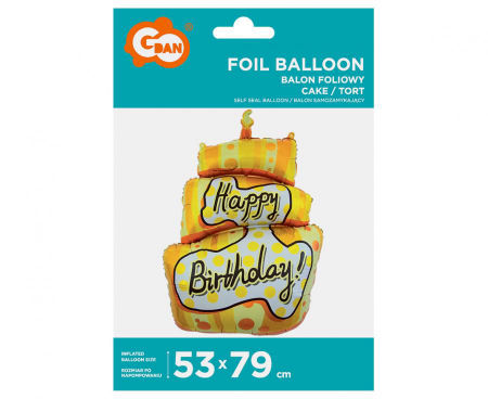 Balon foliowy Tort Happy Birthday, 53x79 cm - Godan zdjęcie 2