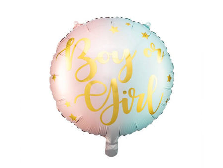 Balon foliowy Boy or Girl, 35cm, baby shower 14", metalizowany nadruk - PartyDeco zdjęcie 1