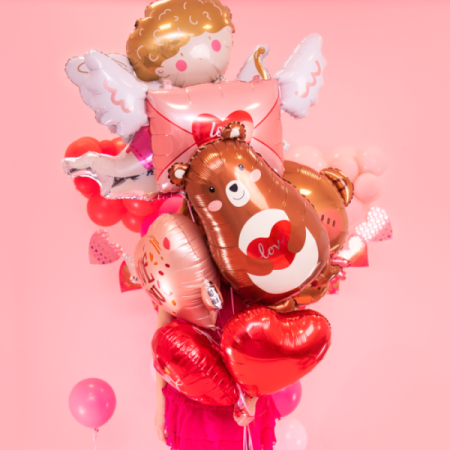 Balon foliowy Miś z sercem Love 48x79cm, Walentynki - PartyPal zdjęcie 3